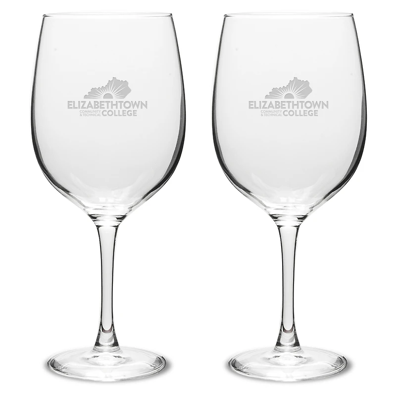 Elizabethtown Community and Technical College Two-Piece 19oz. Traditional Wine Glass Set