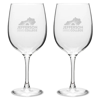 Jefferson Community and Technical College Two-Piece 19oz. Traditional Wine Glass Set