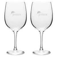 Jefferson Community College Cannoneers Two-Piece 19oz. Traditional Wine Glass Set