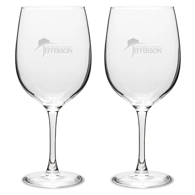 Jefferson Community College Cannoneers Two-Piece 19oz. Traditional Wine Glass Set