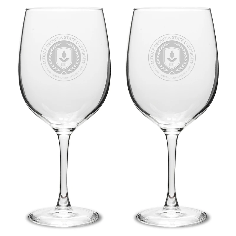 Middle Georgia State Knights Two-Piece 19oz. Traditional Wine Glass Set