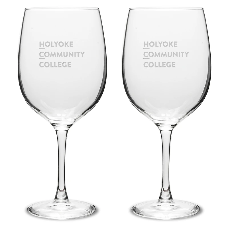 Holyoke Community College Two-Piece 19oz. Traditional Wine Glass Set