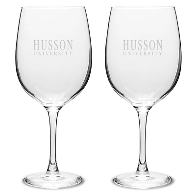 Husson University Eagles Two-Piece 19oz. Traditional Wine Glass Set