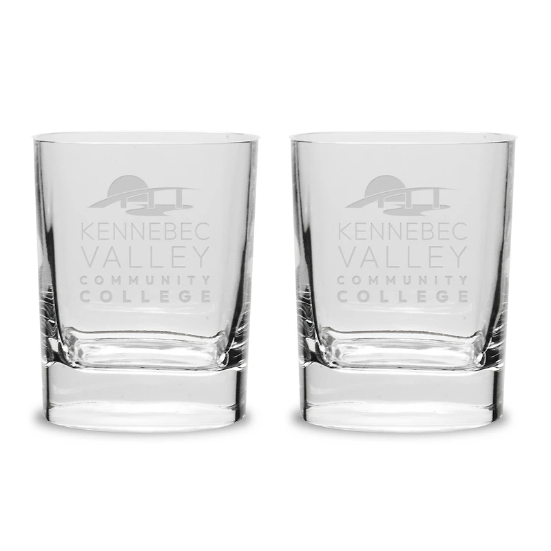 Kennebec Valley Community College 2-Piece 11.75oz. Luigi Bormioli Square Round Double Old Fashion Set