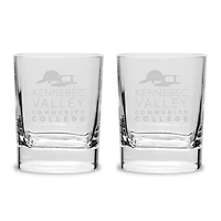 Kennebec Valley Community College 2-Piece 11.75oz. Luigi Bormioli Square Round Double Old Fashion Set