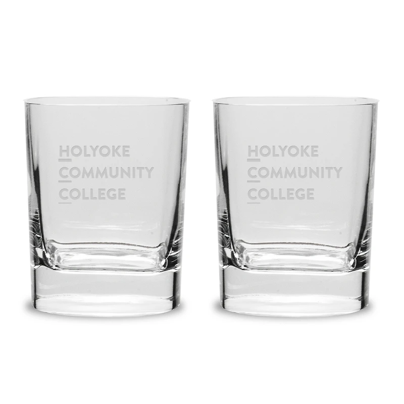 Holyoke Community College 2-Piece 11.75oz. Luigi Bormioli Square Round Double Old Fashion Set
