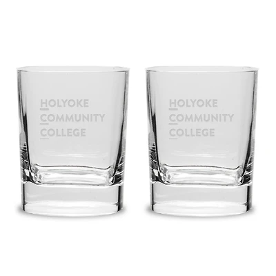 Holyoke Community College 2-Piece 11.75oz. Luigi Bormioli Square Round Double Old Fashion Set
