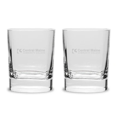 Central Maine Community College 2-Piece 11.75oz. Luigi Bormioli Square Round Double Old Fashion Set