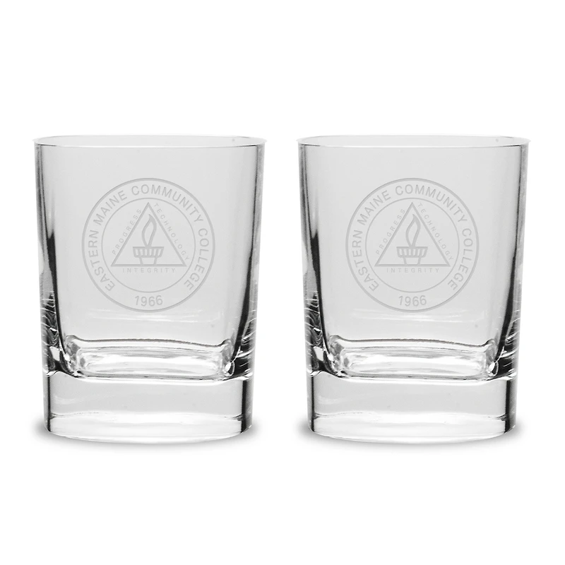 EMCC Golden Eagles 2-Piece 11.75oz. Luigi Bormioli Square Round Double Old Fashion Set