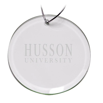 Husson University Eagles 3'' Round Glass Ornament