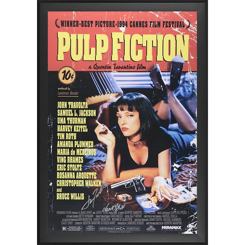 Samuel L. Jackson & John Travolta Pulp Fiction Autographed Framed 27" x 40" Movie Poster