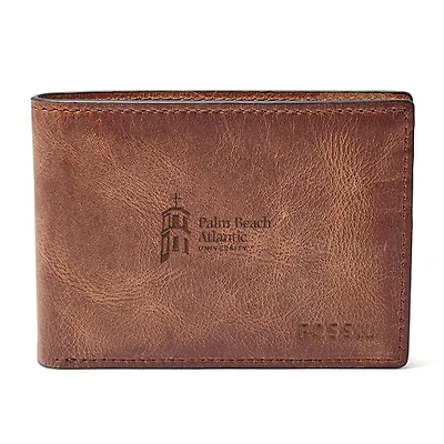 Fossil Brown Palm Beach Atlantic Sailfish Derrick Front Pocket Bifold Wallet