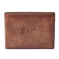Fossil  Brown Palm Beach Atlantic Sailfish Derrick Front Pocket Bifold Wallet
