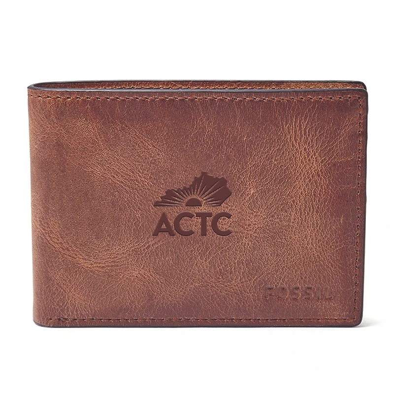 Fossil Brown Ashland Community and Technical College Derrick Front Pocket Bifold Wallet