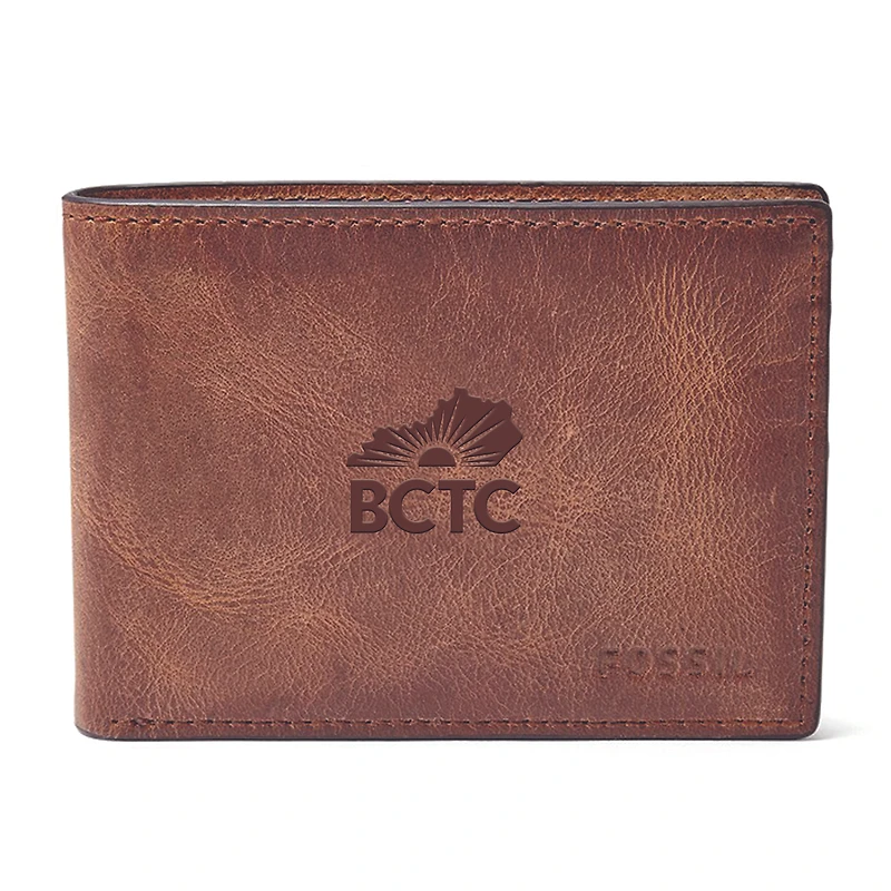Fossil Brown Bluegrass Community and Technical College Derrick Front Pocket Bifold Wallet