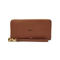 Women's Fossil  Brown SMCC SeaWolves Logan RFID Zip-Around Leather Clutch