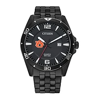 Men's  Auburn Tigers Quartz Black-Tone Stainless Steel Watch