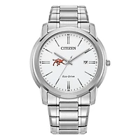 Men's Citizen Watch  Silver Campbell Fighting Camels Eco-Drive White Dial Stainless Steel Watch