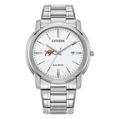 Men's Citizen Watch  Silver Campbell Fighting Camels Eco-Drive White Dial Stainless Steel Watch
