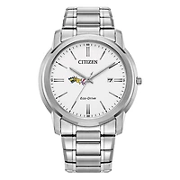 Men's Citizen Watch  Silver Drexel Dragons Eco-Drive White Dial Stainless Steel Watch
