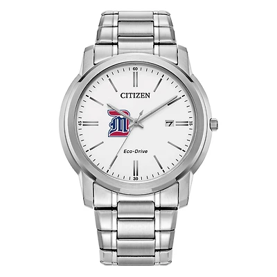 Men's Citizen Watch Silver Detroit Mercy Titans Eco-Drive Dial Stainless Steel Watch