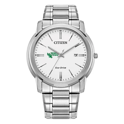 Men's Citizen Watch Silver North Texas Mean Green Eco-Drive Dial Stainless Steel Watch