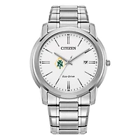 Men's Citizen Watch Silver Northern Michigan Wildcats Eco-Drive Dial Stainless Steel Watch