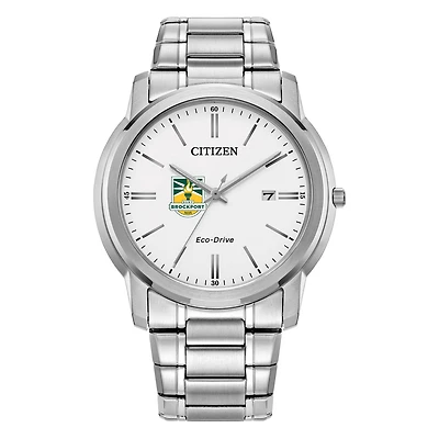 Men's Citizen Watch  Silver SUNY Brockport Golden Eagles Eco-Drive White Dial Stainless Steel Watch