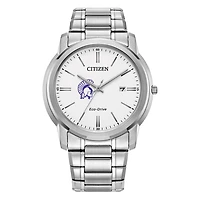 Men's Citizen Watch  Silver Winona State Warriors Eco-Drive White Dial Stainless Steel Watch