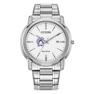 Men's Citizen Watch Silver Winona State Warriors Eco-Drive Dial Stainless Steel Watch
