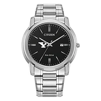 Men's Citizen Watch  Silver Youngstown State Penguins Eco-Drive Black Dial Stainless Steel Watch