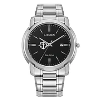 Men's Citizen Watch  Silver Portland Pilots Eco-Drive Black Dial Stainless Steel Watch