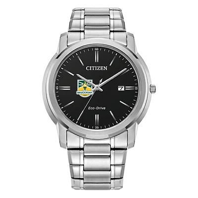 Men's Citizen Watch  Silver SUNY Brockport Golden Eagles Eco-Drive Black Dial Stainless Steel Watch