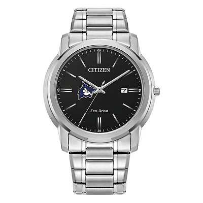 Men's Citizen Watch  Silver Westfield State Owls Eco-Drive Black Dial Stainless Steel Watch