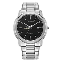 Men's Citizen Watch  Silver Le Moyne Dolphins Eco-Drive Black Dial Stainless Steel Watch