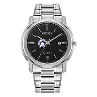 Men's Citizen Watch  Silver Winona State Warriors Eco-Drive Black Dial Stainless Steel Watch