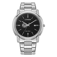 Men's Citizen Watch  Silver Longwood Lancers Eco-Drive Black Dial Stainless Steel Watch