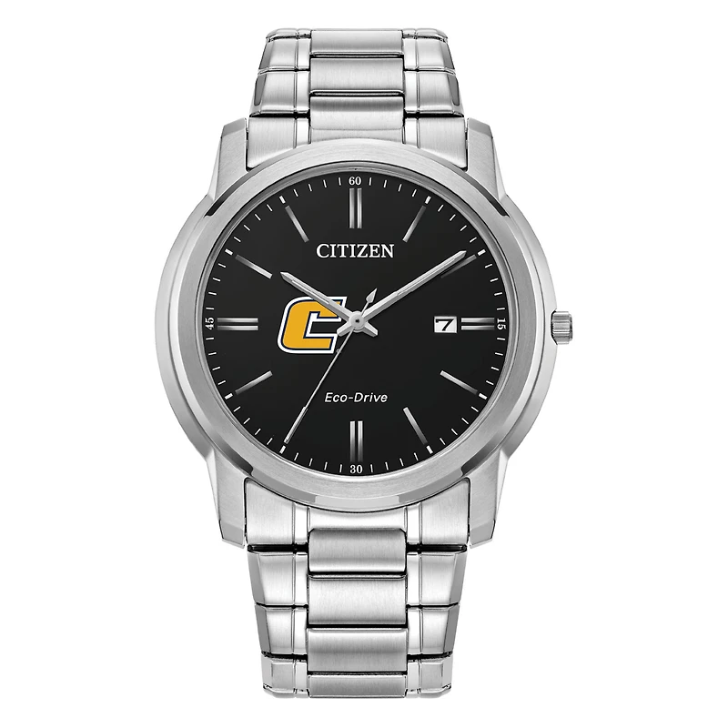 Men's Citizen Watch  Silver Tennessee Chattanooga Mocs Eco-Drive Black Dial Stainless Steel Watch