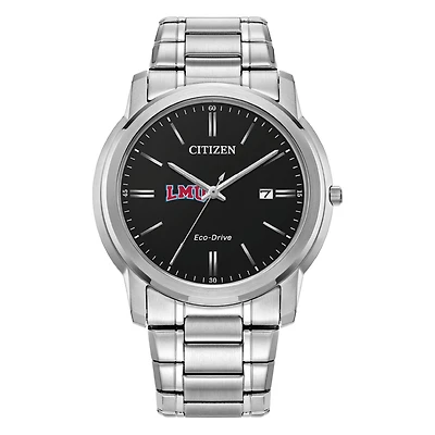 Men's Citizen Watch  Silver Loyola Marymount Lions Eco-Drive Black Dial Stainless Steel Watch