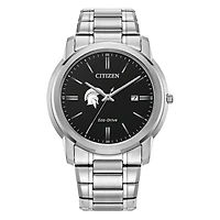 Men's Citizen Watch  Silver Case Western Reserve Spartans Eco-Drive Black Dial Stainless Steel Watch