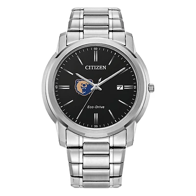 Men's Citizen Watch  Silver Morgan State Bears Eco-Drive Black Dial Stainless Steel Watch