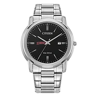 Men's Citizen Watch  Silver Dallas Baptist Patriots Eco-Drive Black Dial Stainless Steel Watch