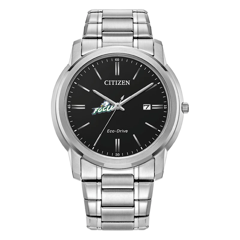 Men's Citizen Watch Silver Florida Gulf Coast Eagles Eco-Drive Black Dial Stainless Steel Watch