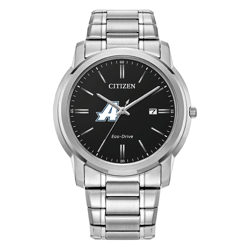 Men's Citizen Watch  Silver Assumption Greyhounds Eco-Drive Black Dial Stainless Steel Watch
