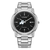 Men's Citizen Watch  Silver Assumption Greyhounds Eco-Drive Black Dial Stainless Steel Watch