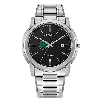 Men's Citizen Watch  Silver Binghamton Bearcats Eco-Drive Black Dial Stainless Steel Watch