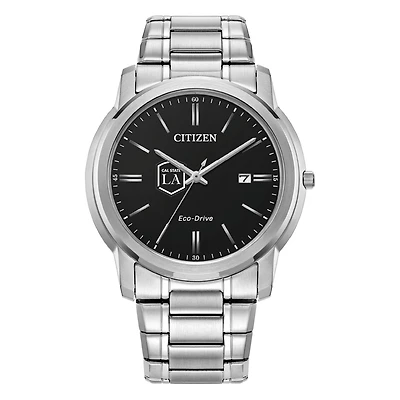 Men's Citizen Watch  Silver Cal State L.A. Golden Eagles Eco-Drive Black Dial Stainless Steel Watch