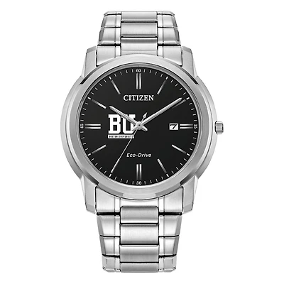 Men's Citizen Watch Silver Boston University Eco-Drive Black Dial Stainless Steel Watch