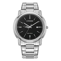 Men's Citizen Watch  Silver Carroll University Pioneers Eco-Drive Black Dial Stainless Steel Watch