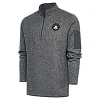 Men's Antigua Heather Gray Boston Celtics Metallic Logo Fortune Quarter-Zip Jacket